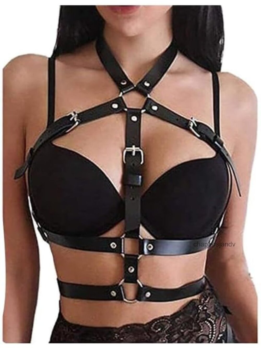 PU Leather Body Harness Adjustable Chest Waist Chain Belt Festival Streetwear